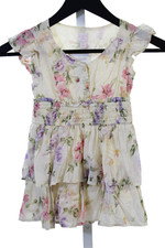 Love Shack Fancy x Gap Girls Floral Ruffle Sleeve Shift Dress Beige Combo Sz XS
