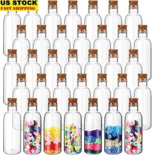 50pcs Mini Clear Plastic Sand Art Bottles W/ Cork Stopper Crafts Decor New