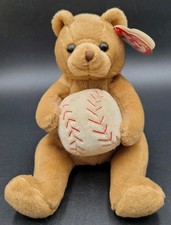 Ty Beanie Baby 2005 Shortstop Brown Bear Baseball Stuffed Animal Plush