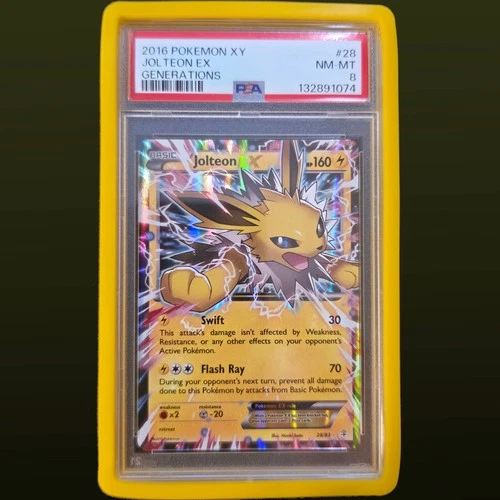2016 POKEMON XY GENERATIONS #28 JOLTEON EX PSA 8 NM-MT