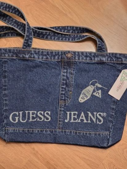 StrayKids Hyunjin x GUESS Denim Logo Tote Bag Type 1 Official MD