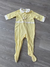 Vtg Infant Baby Footie Snap Sleeper Pajamas Yellow Rocking Horse Medium 11-18lbs