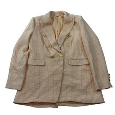 Jason Wu Peach Tweed Double Breasted Blazer Gold Button Jacket NEW Retail 375