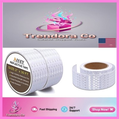 White Reflective Safety Tape for Night Visibility - 2''x30ft, 2 Rolls Included