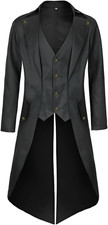 Mens Pirate Coat Steampunk Jacket Tailcoat Renaissance Jacket Halloween Hatter