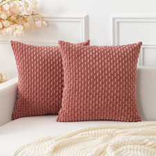 Throw Pillow Covers Soft Corduroy Decorative Set of 2 Boho Striped Pillow Covers