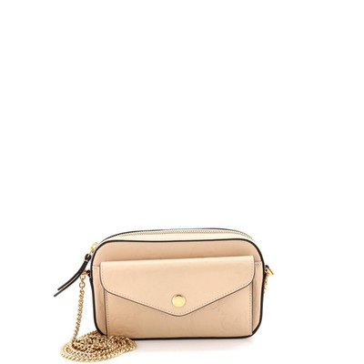 Gucci Front Pocket Chain Shoulder Bag Jumbo GG Embossed Leather