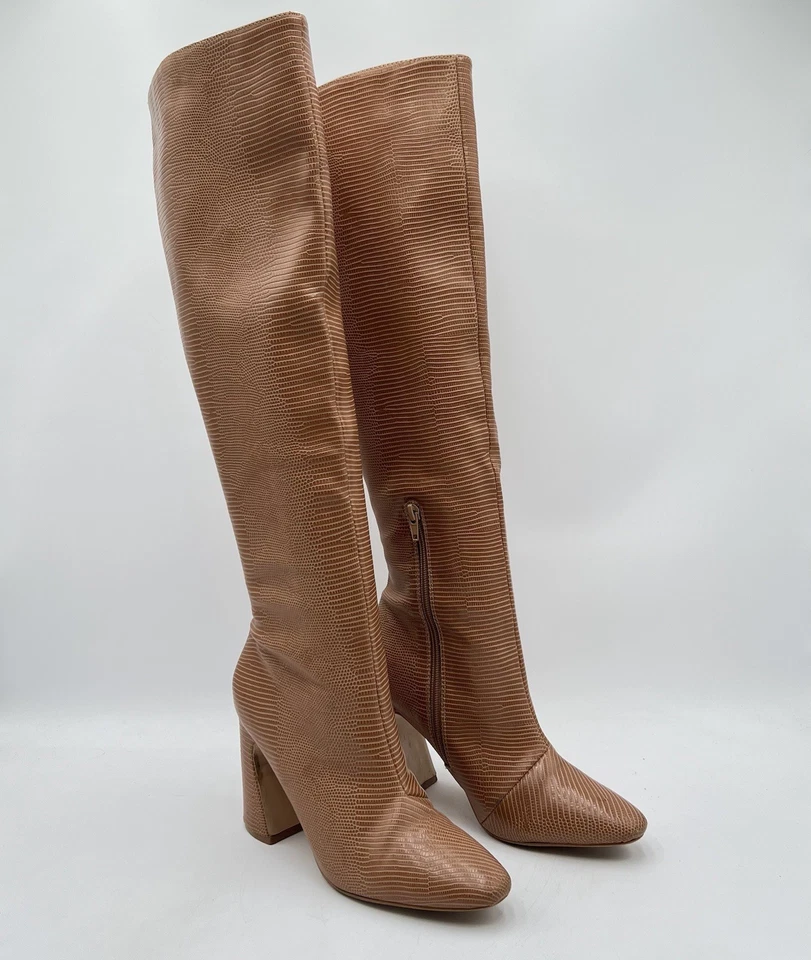 Botas Boohoo para mujer 6 curvas tacón alto hasta la rodilla marrón tostado Foto 2 de 4