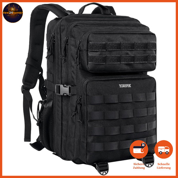 MilitäR Rucksack 50L Taktischer Wasserdicht Outdoor Molle Schwarz Herren-image