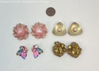 Vintage Gold Tone Faux Pearl Rhinestone Mixed Variety Earring Lot, 54.6g — photo 2
