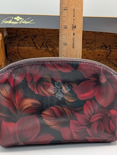 Patricia Nash Leather Rustic Mums Capriana Zip Cosmetic Bag Suede Interior NWB - Picture 9 of 14