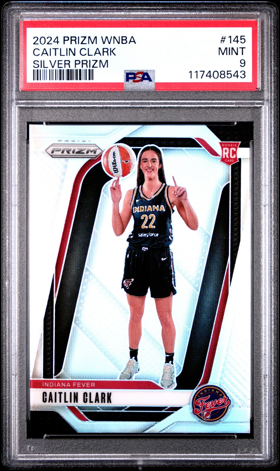 2024 PANINI PRIZM WNBA SILVER PRIZM #145 CAITLIN CLARK ROOKIE RC PSA 9