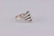 Sterling Silver Solid Modernist Ribbed Ripple Wedged Band Ring Mexico 925 Sz: 8