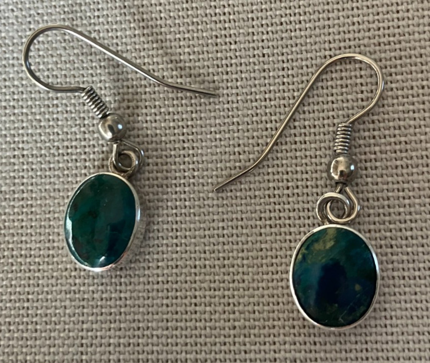 Authentic Natural Chrysocolla Dangle Drop Hook Ea… - image 1