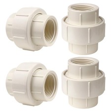 4 Pack 1/2"PVC Union Coupling Pipe Fittings,Female 1/2 inch 4pcs , White