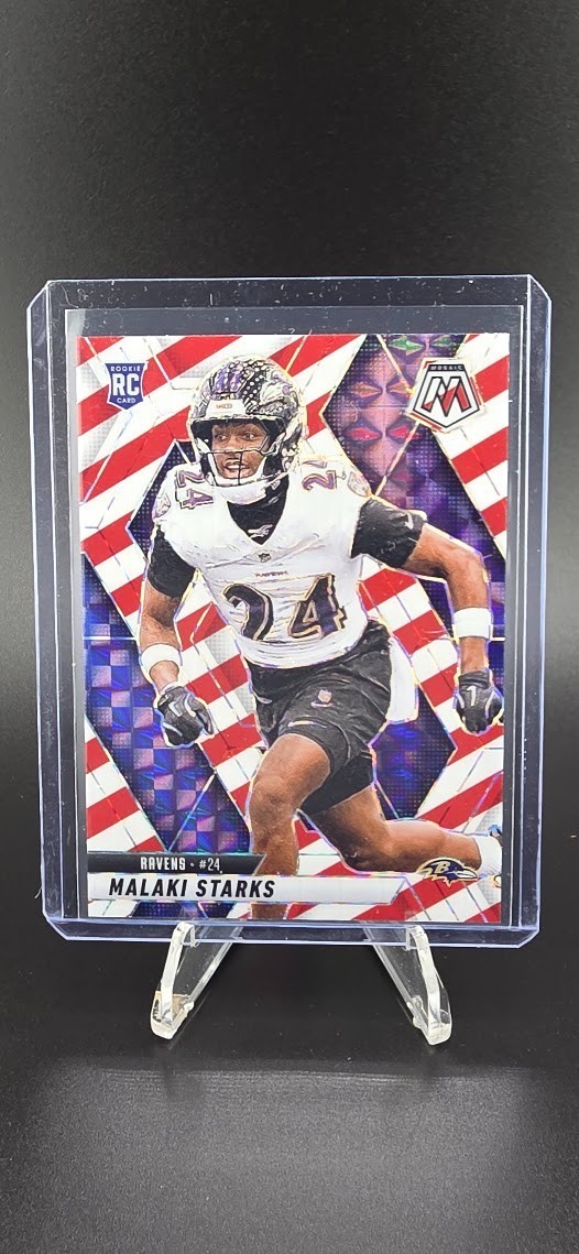 2025 Panini Mosaic Malaki Starks #347 Rookie Red White Stripe Baltimore Ravens