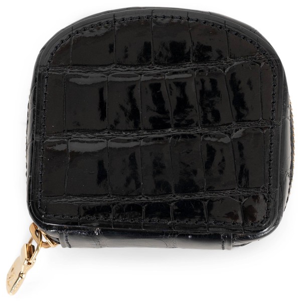 73871 authentische Louis Vuitton Geldbörse schwarz glänzend Kroko Reißverschluss Münze