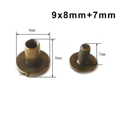 Massive Messing Schraubnieten Flachkopf Leder Basteln für robuste Taschen Bücher - Picture 12 of 14