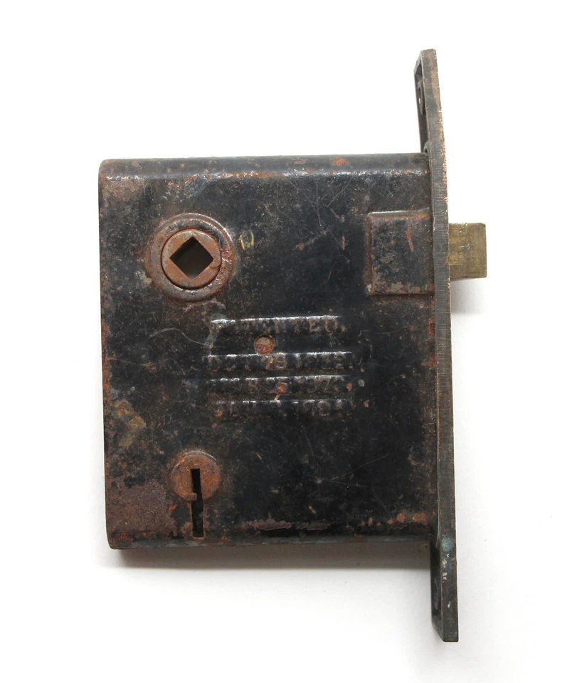 Antique Victorian Mallory Wheeler Mortise Door Lock with Brass Faceplate - Image 3 of 4