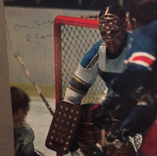 Jacque Plante autographed 8x10 color photo Full JSA letter Rare