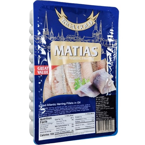 Atlantic Salted Herring Fillet in Oil Matias Riga Gold 227g/ 8oz