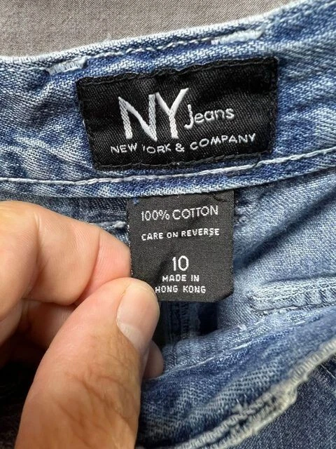 NY Jeans Shorts Womens 10 Blue Cutoff Pocketed Zip Button Belted Ladies - Image 2 of 4