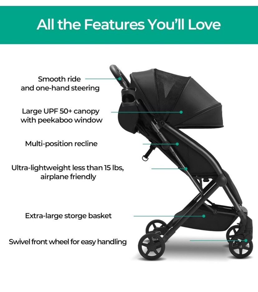 Mompush Lithe Compact and Lightweight One-Hand Foldable Travel