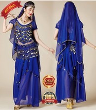 New Belly Dance Top Hip Scarf Skirt Outfits Wear Set Bollywood Carnival Costumes