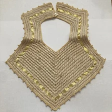 Vintage Baby Bib Hand Crocheted Yellow White Neutral Doll
