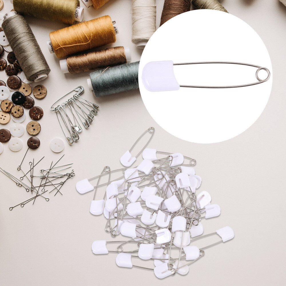 100 Pieces Diaper Pins 2.2 Inch Baby Safety Pins Long Plastic Head - View #9