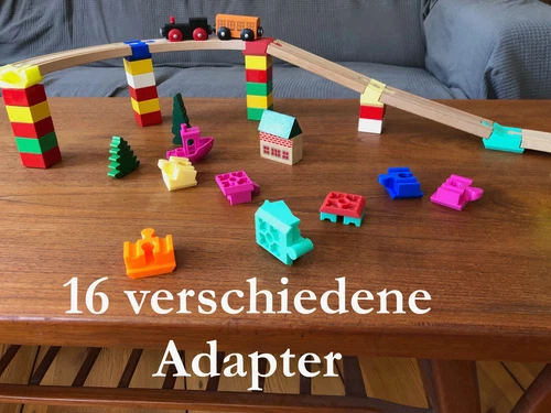 16 x Brio / Duplo / Lego / Lillabo / IKEA Holzeisenbahn - Adapter