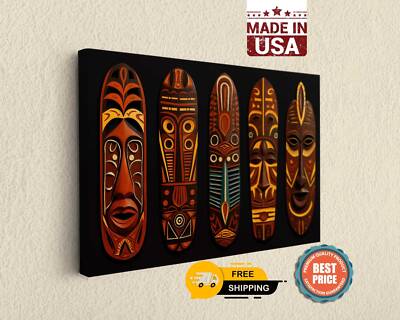 African Mask Wall Art Classic Africa Art Canvas Print Relics Design