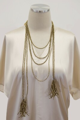 NWD$2395 Brunello Cucinelli Sparkly Beaded MultiStrand Tassel NecklaceW/925 A181