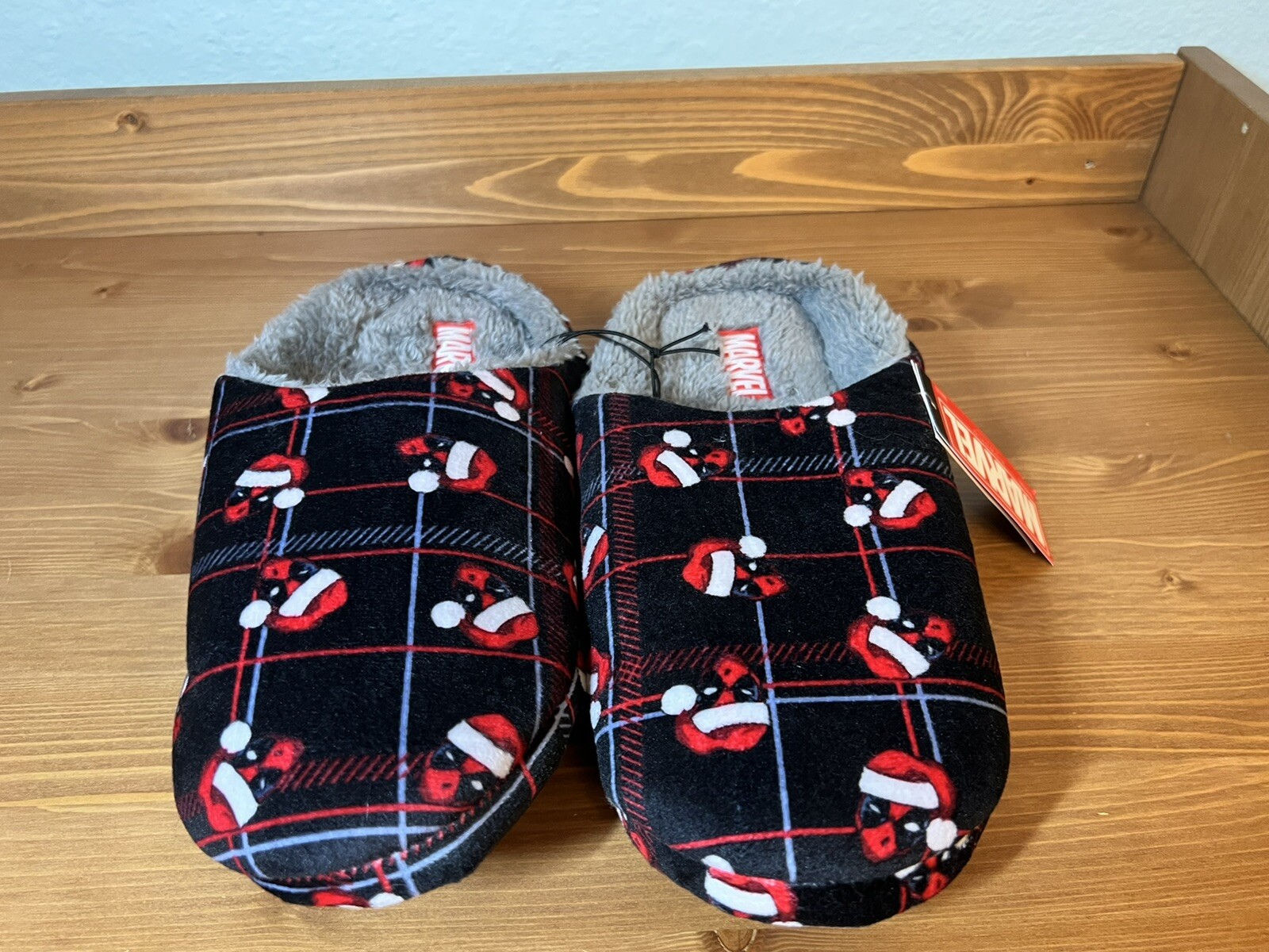 Faux Fur Holiday Slippers Plaid 