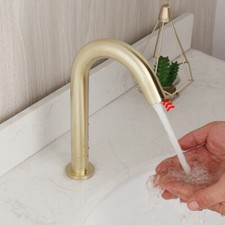 Brushed Gold Infrared Electronic Sensor Free Touch Free Hands Faucet Sink Tap