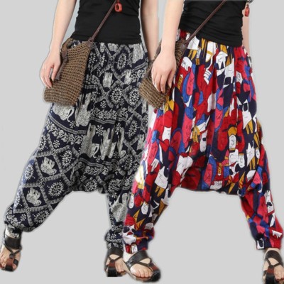 10 Muster Damen Drop Crotch Harem Gypsy Indisch Hippy Boho Aladdin Baggy Hose