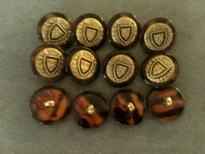 12 TORTOISE SHELL COLOR 3/4" ROUND WITH GOLD EMBLEM QUALITY FACTORY BUTTONS
