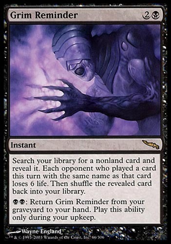 1x Grim Reminder Mirrodin MtG Magic Black Rare 1 x1 Card Cards - Picture 1 of 1