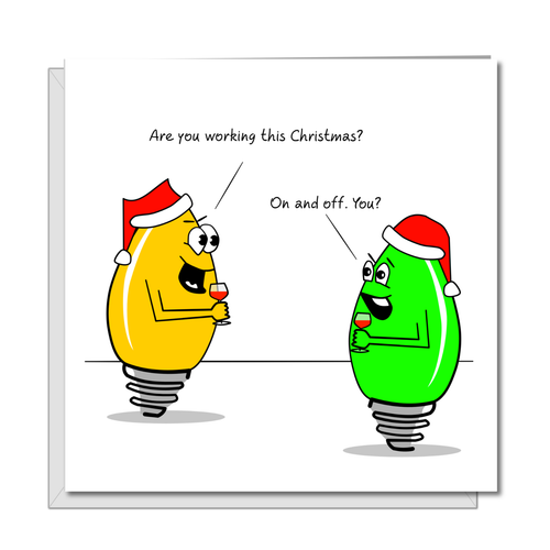 Funny Christmas Card Lights Joke Humorous Humour Family Friends Cute