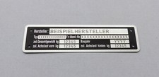 Typenschild Anh&auml;nger beschriftet f&uuml;r 2 Achsen, Kfz, Auto - Var. 1