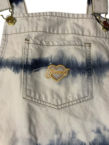 New Guess Girls Denim Faded Bleach Blue Jean Jumper Dress Overalls Skirt 16 - Picture 4 of 6