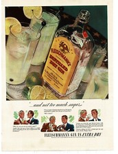 1939 Fleischmann's Dry Gin Tom Collins drinks Man cave decor Vintage Print Ad