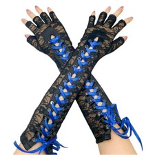 Lady Adjustable Lace Elbow Gloves Half-finger Oversleeve Lace-up Dance Party Fit