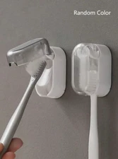 2pc Wall-Mounted Toothbrush Holder with Dust Cover - Waterproof Organizer-NEW