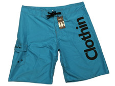 Clothin CB16105 Men's Blue w/Black Graphic Waterproof Beach/Board Shorts Size 40