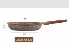 CAROTE ~ 11" Frying Pan ~ BROWN Granite ~ ALL Stovetops ~ Non-Stick ~ Aluminum