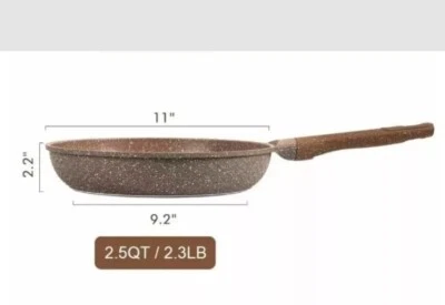 CAROTE ~ 11" Frying Pan ~ BROWN Granite ~ ALL Stovetops ~ Non-Stick ~ Aluminum