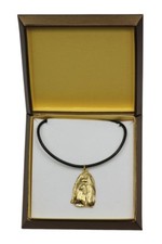 Shih Tzu type 2 - gold plated necklace with dog, in box, Art Dog USA