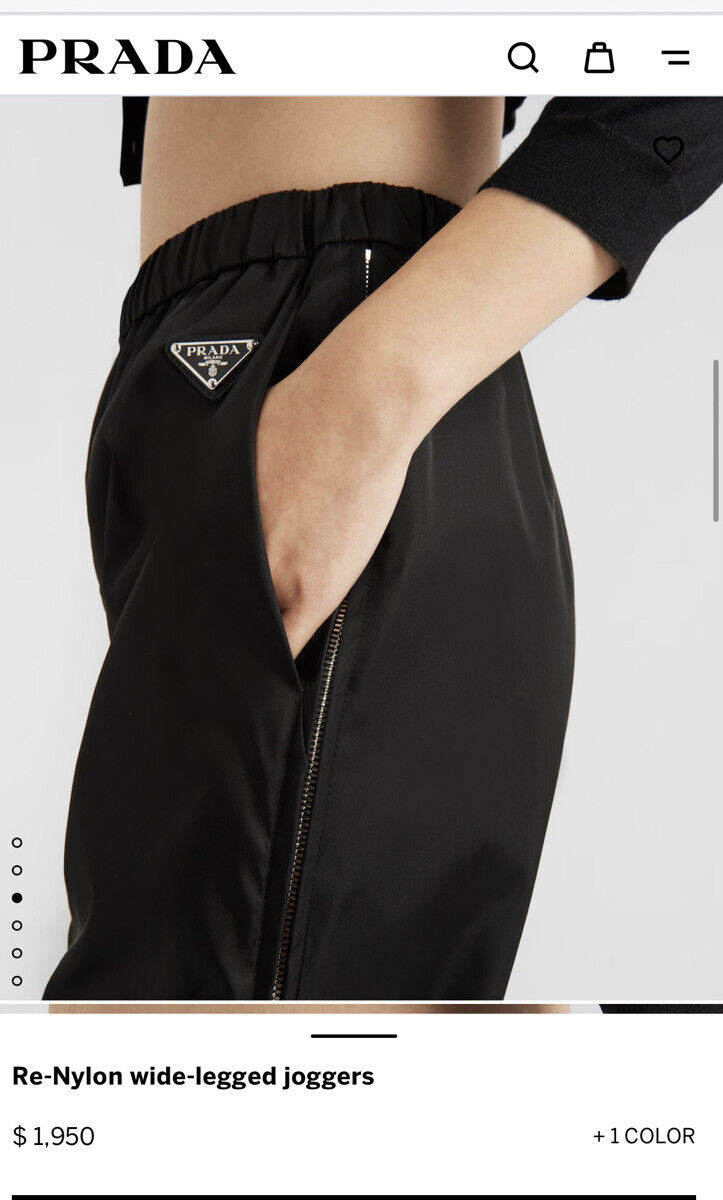 Prada Re-Nylon Pants Wide Leg Black Trousers Size 38 Sold Prada Re-Nylon Pants Wide Leg Black Trousers Size 38 Sold