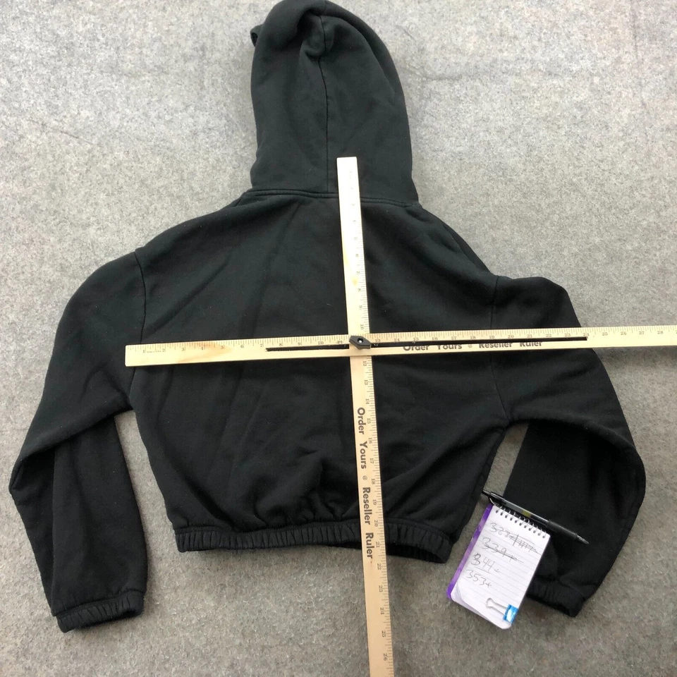 Женская толстовка с капюшоном Zara средний размер черная толстовка укороченный спортзал повседневный пуловер - Изображение 3 из 4